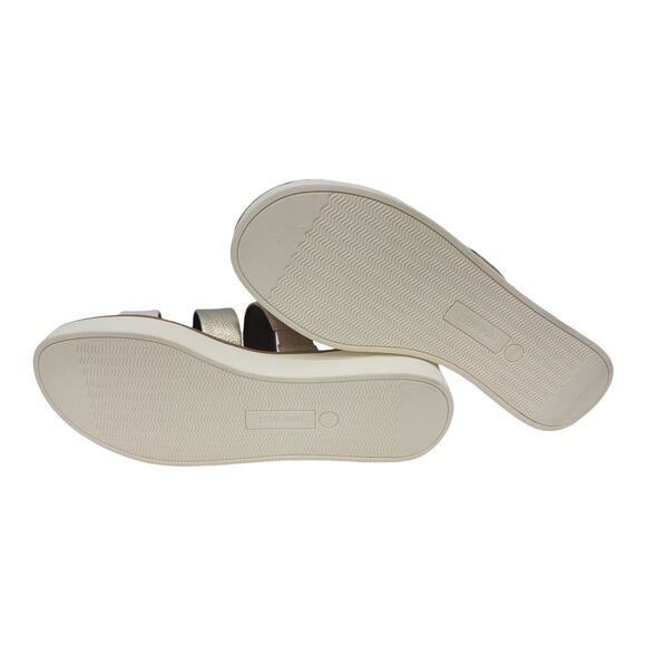 Nine West Brown Metallic Gold White Zoili Leather Platform Mule Sandals 8.5 - Picture 8 of 10